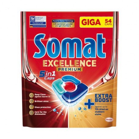 Таблетки для мытья посуды в посудомоечной машине Somat Excellence Premium 5 In 1 Caps, 54 шт