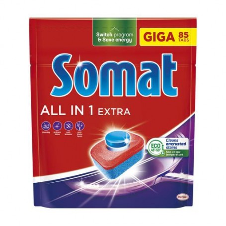 Таблетки для посудомоечной машины Somat All In One Extra, 85 шт