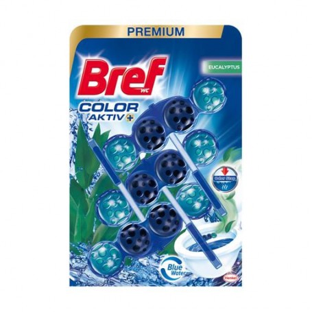 Твердый туалетный блок Bref Color Aktiv Эвкалипт, 3*50 г