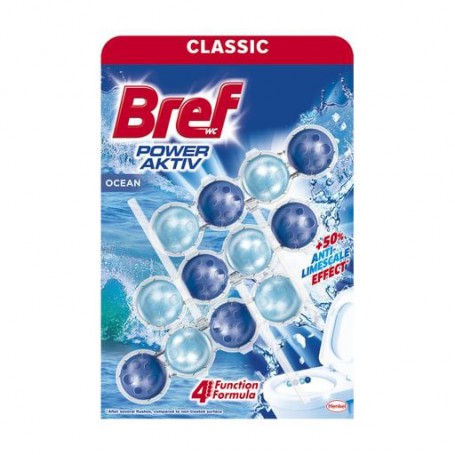 Твердый туалетный блок Bref Power Aktiv Ocean, 3*50 г