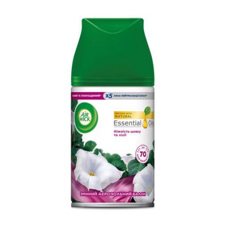 Сменный баллон к автоматическому аэрозольному освежителю воздуха Air Wick Freshmatic Нежность шелка и лилии, 250 мл