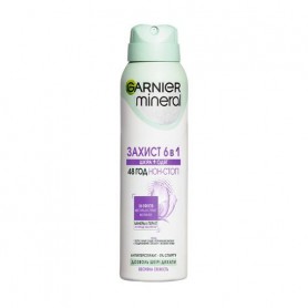 Антиперспирант-спрей GARNIER Mineral, защита 6 в 1 Кожа+одежда, женский, 150 мл