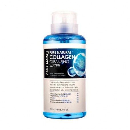 Очищающая вода для лица FarmStay Pure Natural Collagen Cleansing Water с коллагеном, 500 мл