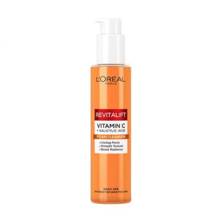 Очищающая пенка для лица L'Oreal Paris Revitalift Vitamin C + Salicylic Acid Cleanser для чувствительной кожи, 150 мл