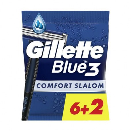 Одноразовые станки для бритья мужские (бритвы) Gillette Blue 3 Comfort Slalom, 8 шт