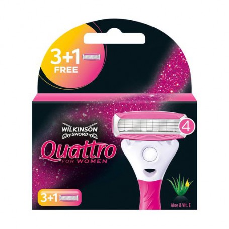 Сменные кассеты для бритья женские Wilkinson Sword Quattro For Woman, 3+1 шт