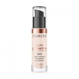 Тональная основа для лица Claresa Liquid Perfection 2 in 1 High Coverage Foundation & Concealer 101 Light, 34 г