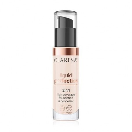 Тональная основа для лица Claresa Liquid Perfection 2 in 1 High Coverage Foundation & Concealer 101 Light, 34 г