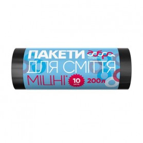 Пакеты для мусора Добра Господарочка, прочные, черные, 90*120 см, 35 мкм, 200 л, 10 шт