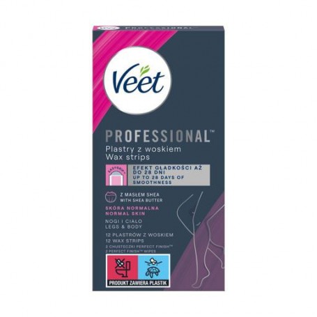 Восковые полоски для депиляции Veet Professional для нормальной кожи, 12 шт