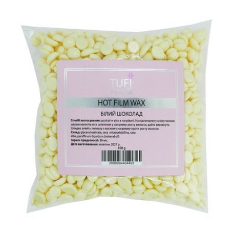 Горячий полимерный воск в гранулах Tufi Profi Premium Hot Film Wax Белый шоколад, 100 г
