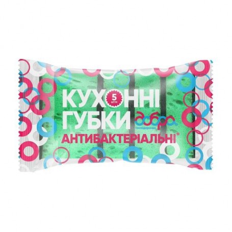 Кухонные губки Добра господарочка Антибактериальные, 95*65*35 мм, 5 шт