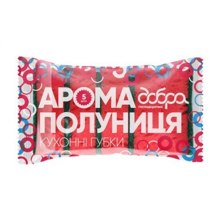 Кухонные губки Добра господарочка Клубника, 95*65*35 мм, 5 шт