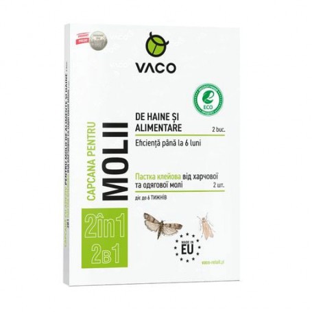 Ловушка клеевая 2 в 1 Vaco Eco от пищевой и одежной моли, 2 шт