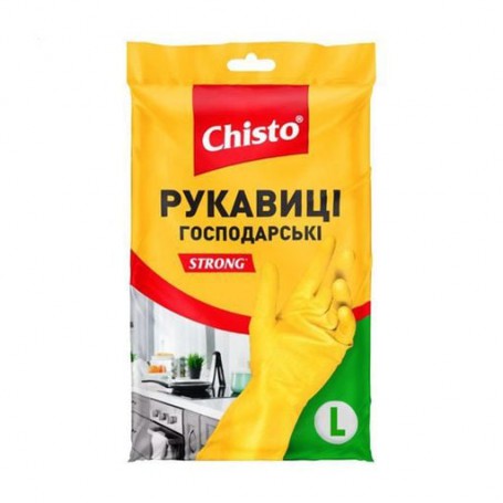 Перчатки латексные Chisto Strong желтые, размер L, 1 пара