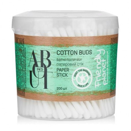 Ватные палочки ABOUT face Cotton Buds Paper Stick с бумажным стиком, 200 шт