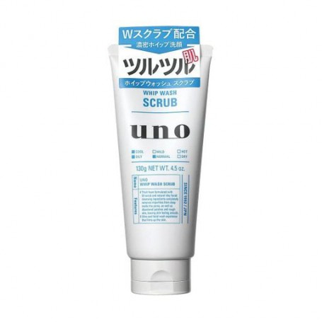 Мужская пенка для умывания Shiseido Uno Whip Wash Scrub для жирной и нормальной кожи, со скрабом, 130 г