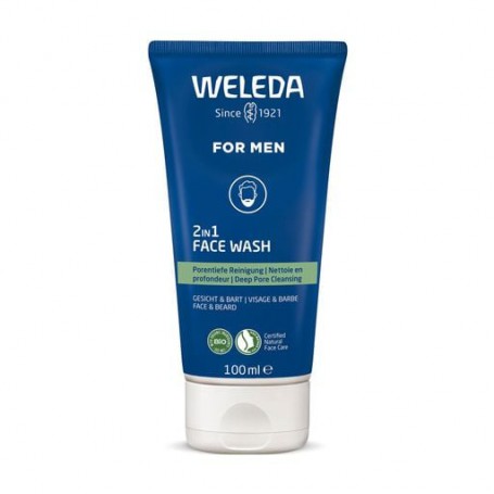 Мужской очищающий гель 2 в 1 для лица и бороды Weleda For Men Face Wash, 100 мл
