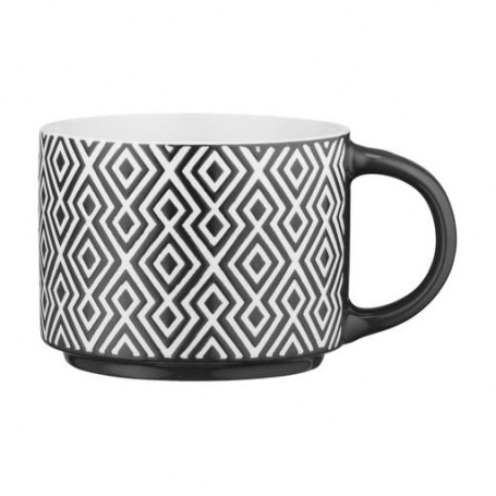 Чашка Ardesto Weaving F фарфоровая, бело-черная, 330 мл (AR3473F)