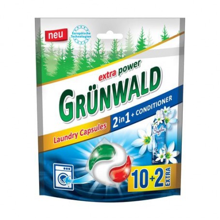 Капсулы для стирки 2 в 1 Grunwald с ополаскивателем, 12 стирок, 12 шт