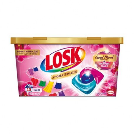 Капсулы для стирки Losk Ароматерапия, с эфирными маслами и ароматом малайзийского цветка, 13 стирок, 13 шт