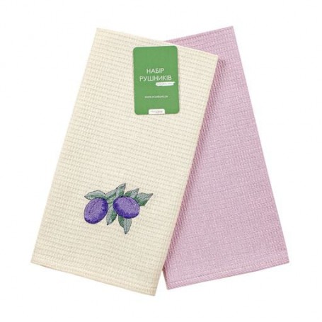 Набор кухонных полотенец вафельных с вышивкой Home Line Спелая слива, 45*60 см, 2 шт (167085)