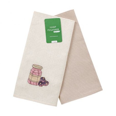 Набор кухонных полотенец вафельных с вышивкой Home Line Банка с джемом, 45*60 см, 2 шт (167084)