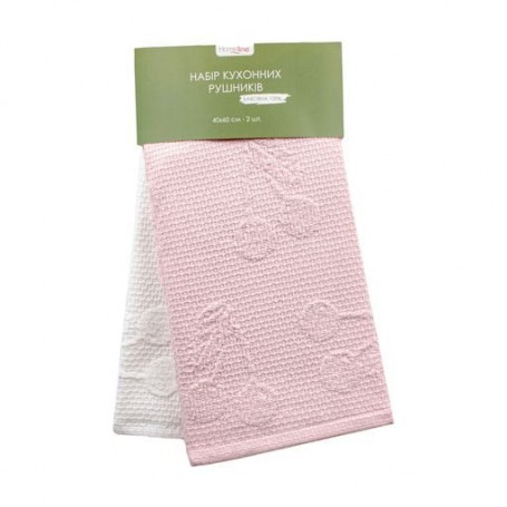 Набор кухонных полотенец Home Line Жаккард, вишня, махровые, 40*60 см, 2 шт (175796)