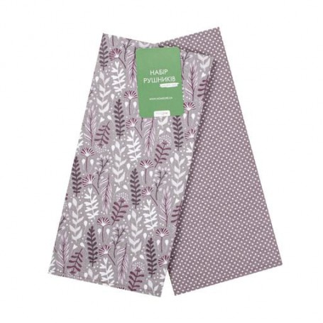 Набор кухонных полотенец Home Line Цветение трав/Пшено, лиловые, 40*60 см, 2 шт (полупанама) (180880)