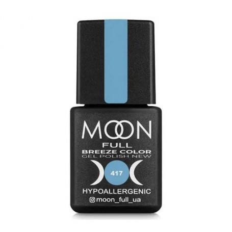 Гель-лак для ногтей Moon Full Breeze Color Gel Рolish 417 Ярко-голубой, 8 мл