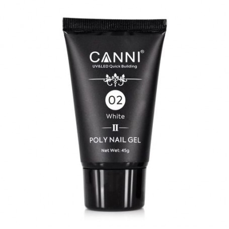Полигель (акригель) для наращивая ногтей Canni Poly Nail Gel 02 Белый, 45 г