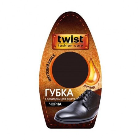 Губка для обуви Twist Fashion Care для гладкой кожи, с дозатором, черная