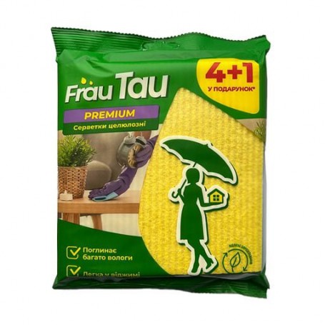 Салфетки для уборки Frau Tau Premium целлюлозные, 4+1 шт
