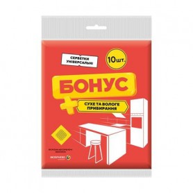 Универсальные салфетки для уборки Бонус вискозные, 10 шт