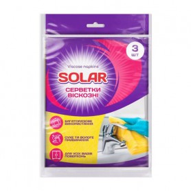 Салфетки для уборки Solar вискозные, 3 шт