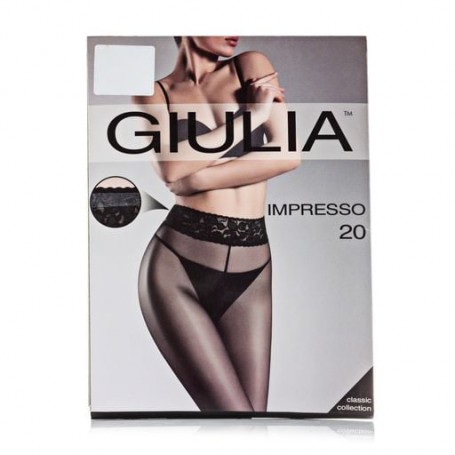 Классические колготки женские Giulia Impresso с кружевным поясом, 20 DEN, Daino, размер 2