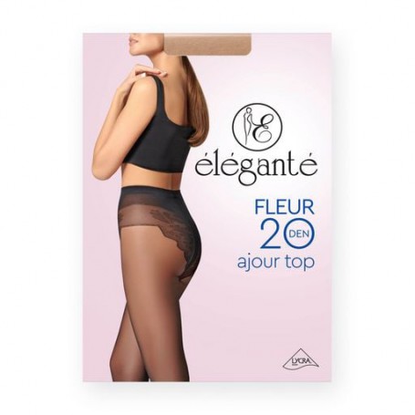 Колготки женские Elegante Fleur с кружевными трусиками, 20 DEN, Natural, размер 2