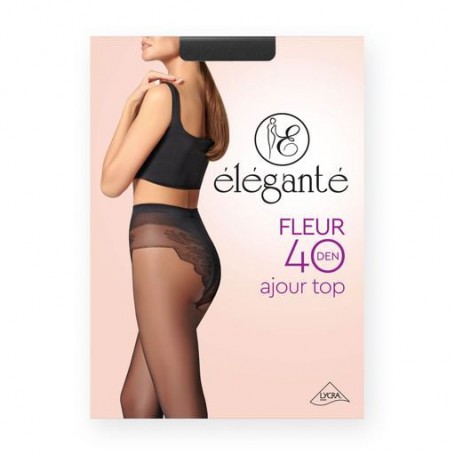 Колготки женские Elegante Fleur с кружевными трусиками, 40 DEN, Nero, размер 2