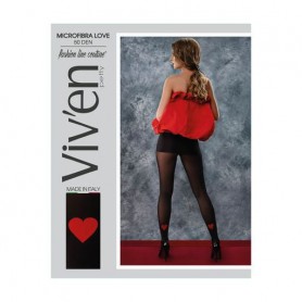 Колготки женские Viv'en petty Mikrofibra Love, черные с красным сердцем, 50 ден, размер 2