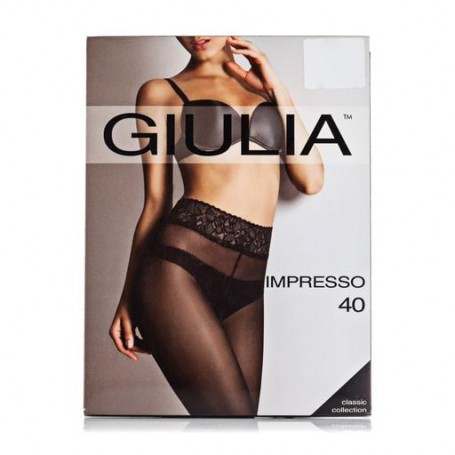 Классические колготки женские Giulia Impresso с кружевным поясом, 40 DEN, Daino, размер 2