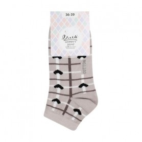 Носки женские Siela RT1312-136 короткие, бежевые с сердечками и линиями, размер 36-39