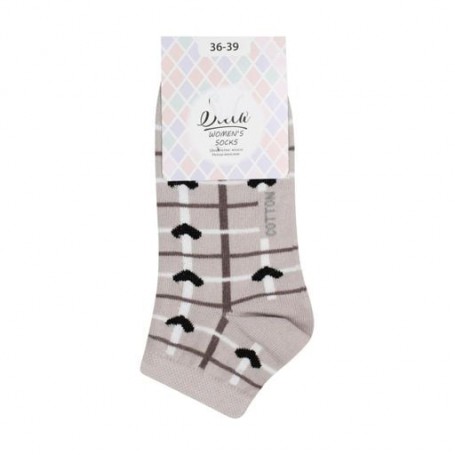 Носки женские Siela RT1312-136 короткие, бежевые с сердечками и линиями, размер 36-39