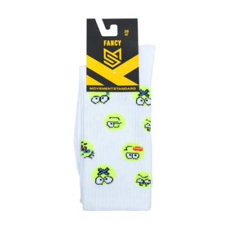 Носки унисекс MovementStandard Fancy M0303S Smile высокие, 17 белые, размер 38-41