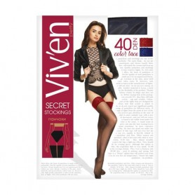 Чулки женские Viven petty Secret Stockings 40 DEN, черный/красный, размер 1/2