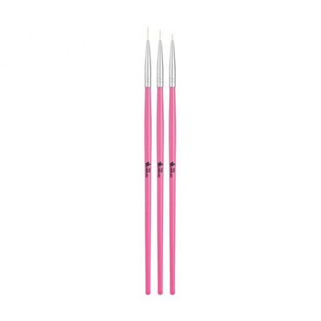 Набор кистей для росписи тонких линий и вензелей Nails Molekula Professional розовые, 3 шт (ML1033)