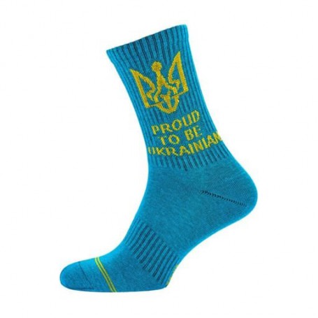 Носки мужские Modna Zona RT1321-094 Proud to be Ukrainian, высокие, спортивные, бирюзовые, размер 39-42