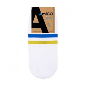 Носки мужские AmiGO SS19 следы, белые с желто-голубыми полосками, размер 29