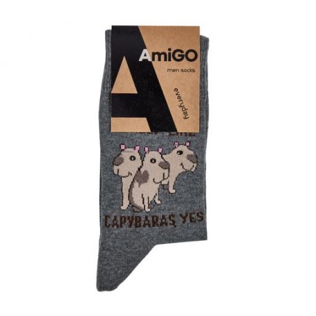 Носки мужские AmiGO классические, капибара, серые, размер 25
