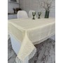 Скатерть праздничная с кружевом 150x220 см тканевая 3385-zb Завиток Бежевый (965215)