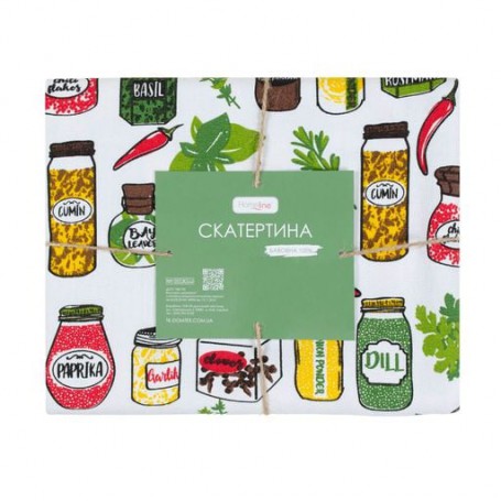 Кухонная скатерть Home Line Специи, зелено-красная, 120*150 см (полупанама) (184225)